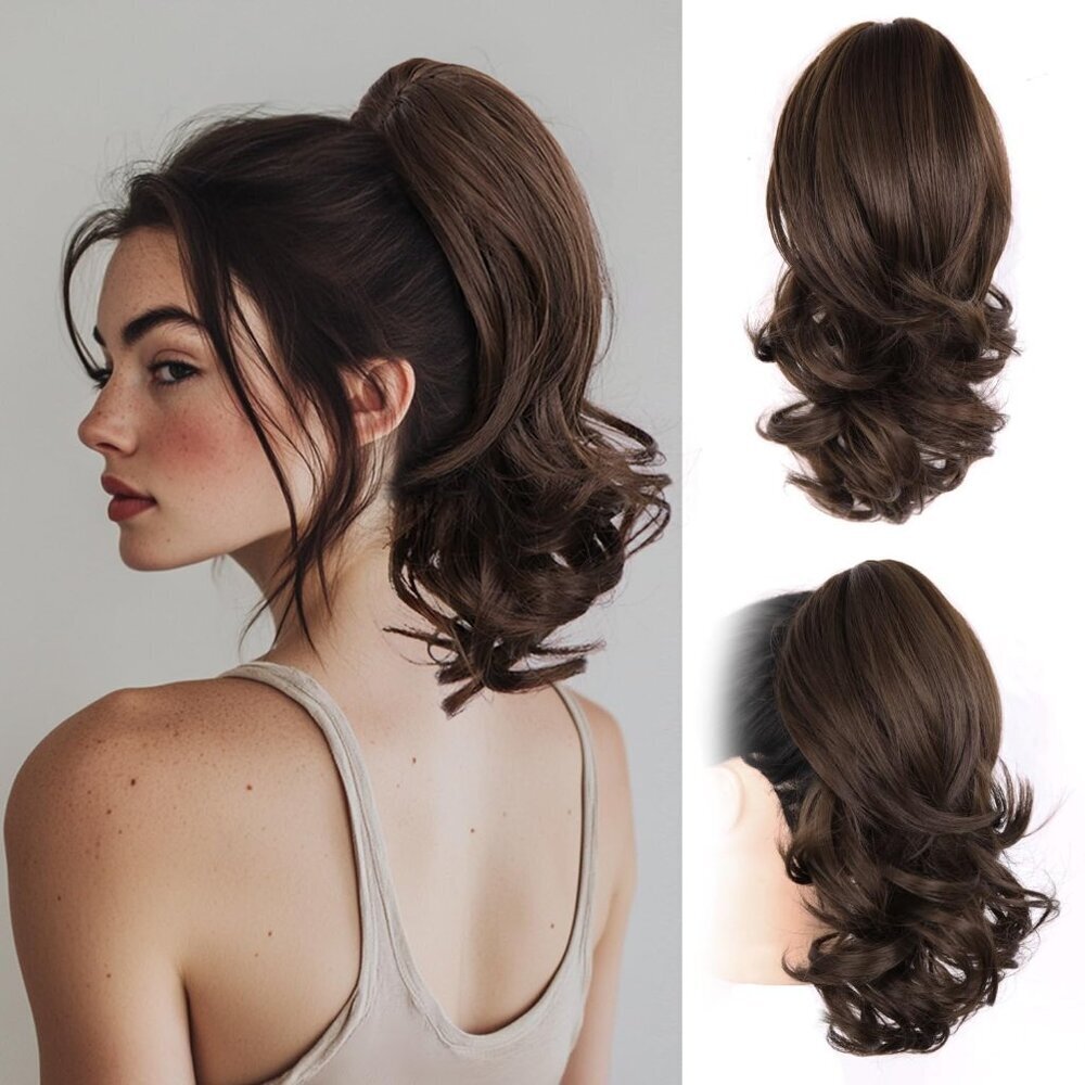 14 Inch Curly Synthetic Ponytail Extension Clip-in Wavy Hair for Women